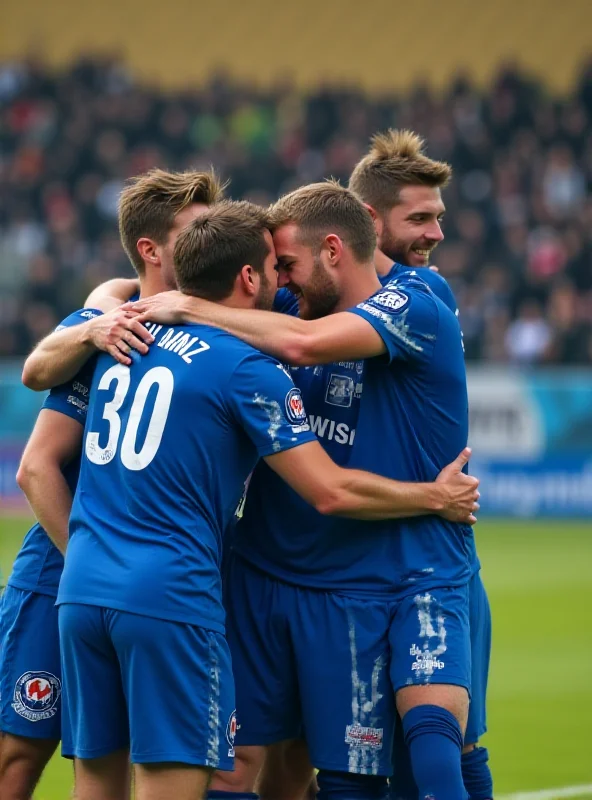Holstein Kiel players celebrating their victory against Union Berlin