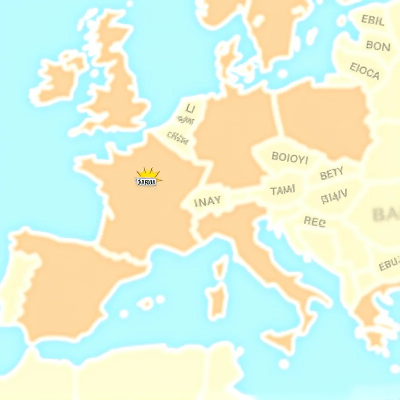 A weather map of Europe showing sunny weather in France and overcast weather in Italy