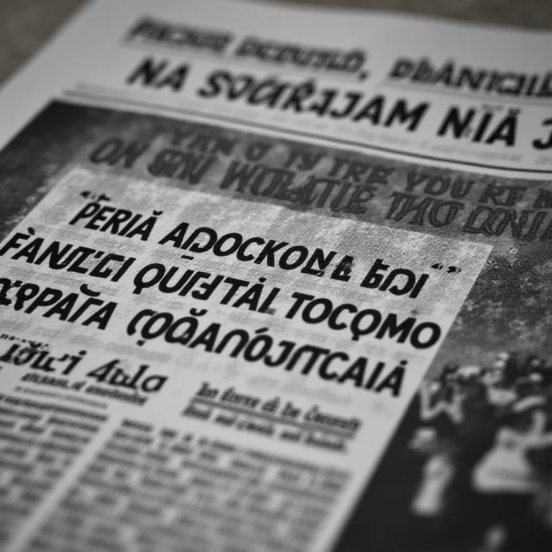 A close-up of a newspaper headline discussing violence against women, with a blurred photo of a protest in the background.