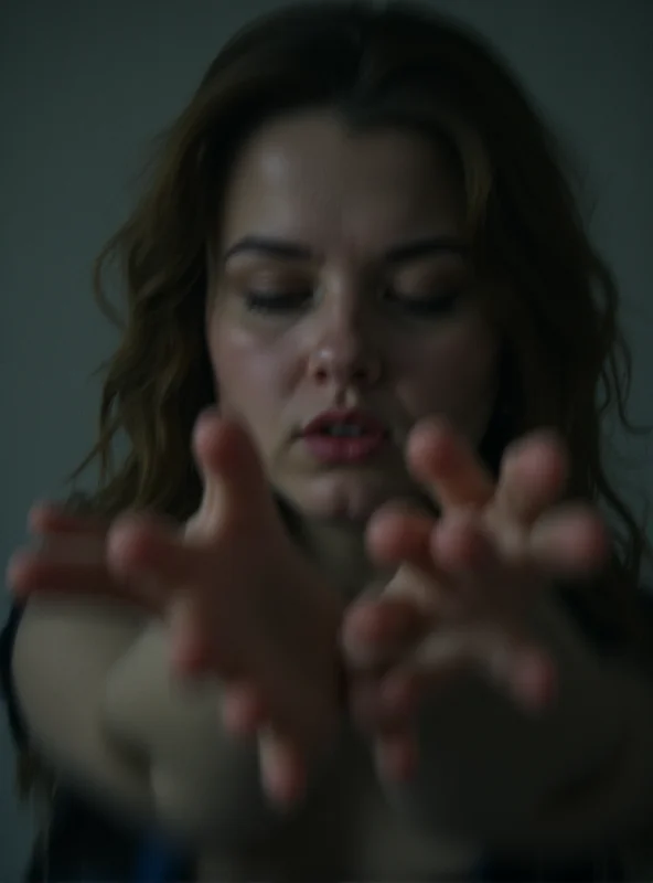 A blurred, slightly distorted image representing the confusion and trauma of sexual assault. A young woman's face is partially visible, with hands reaching towards her.