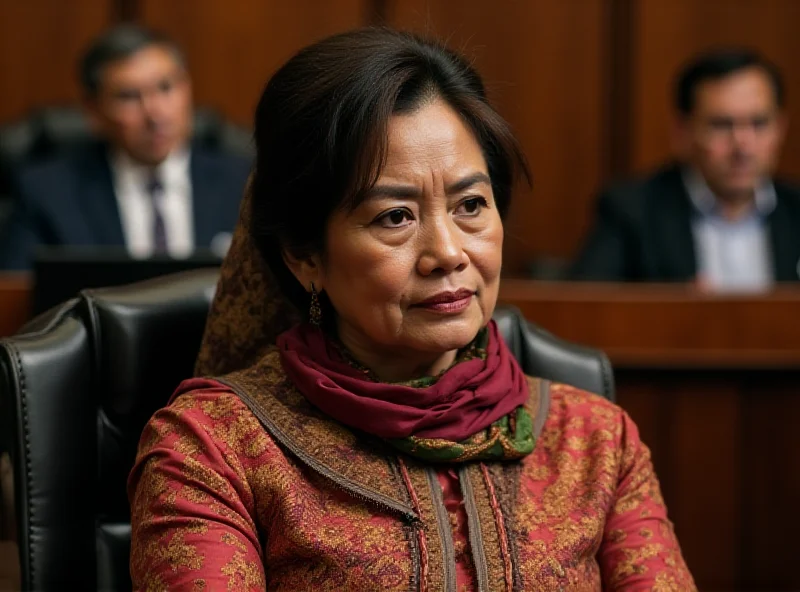 Rosmah souriant lors d'une audience publique, entourée de journalistes et d'avocats.