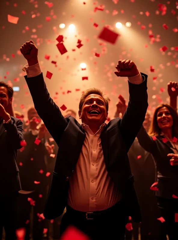 A group of jubilant politicians from The Left party celebrating their election results in Frankfurt Römer.