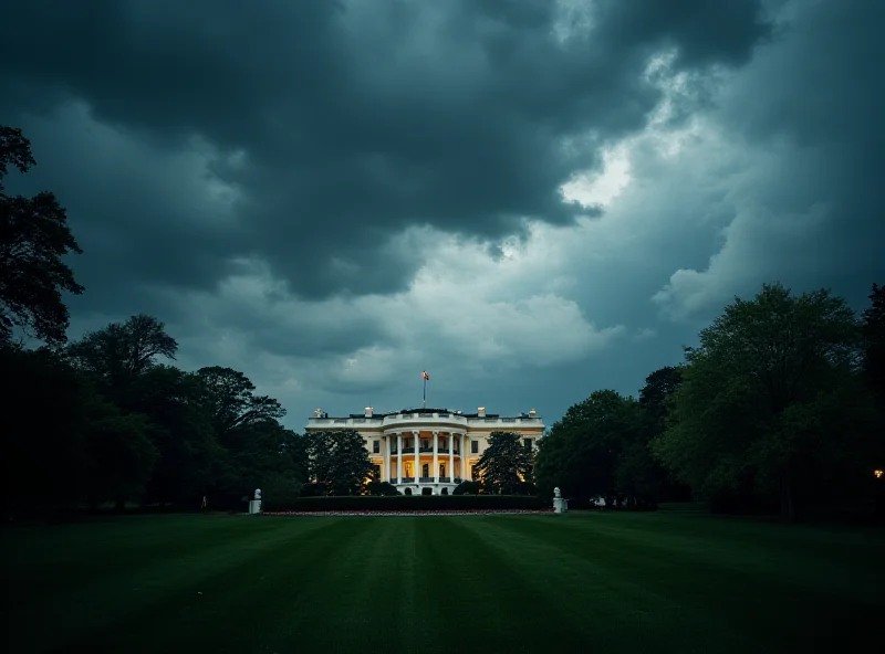 Image of the White House with a stormy sky overhead